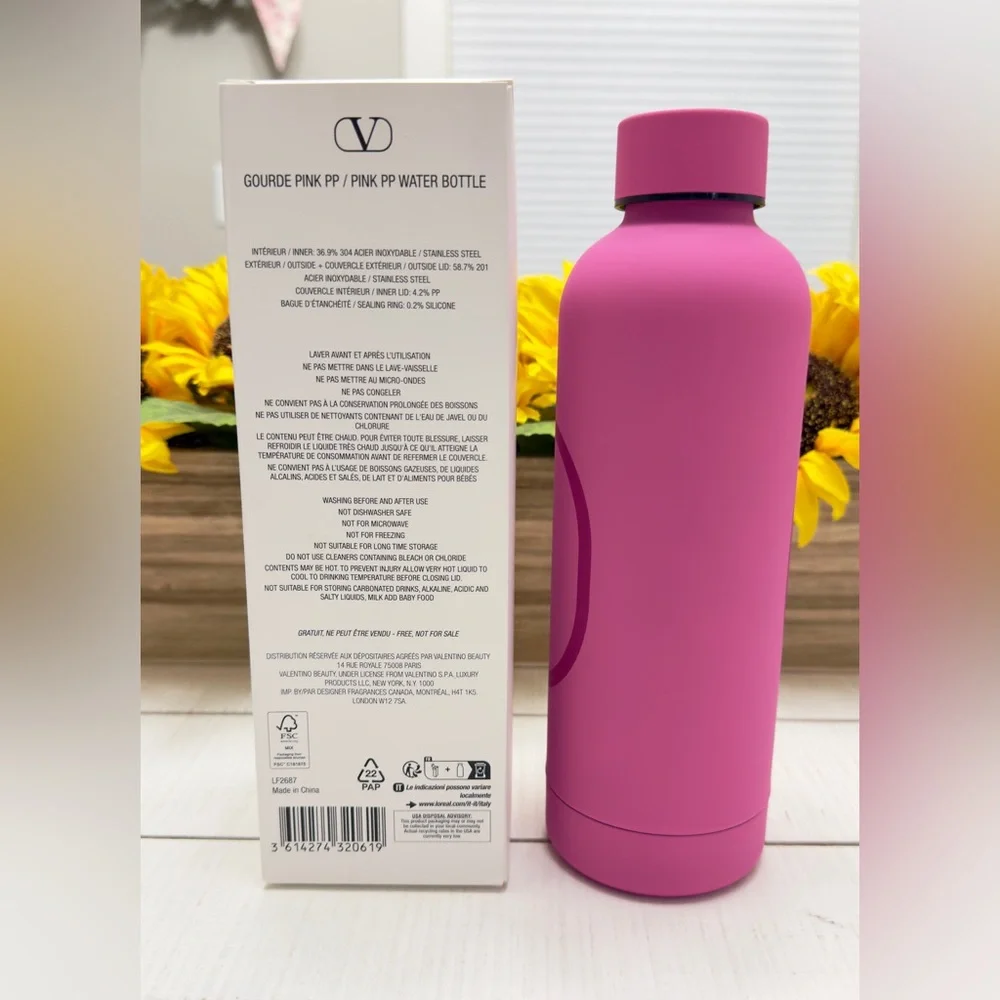 Pink Valentino V Logo Water Bottle & Puffer Gloss